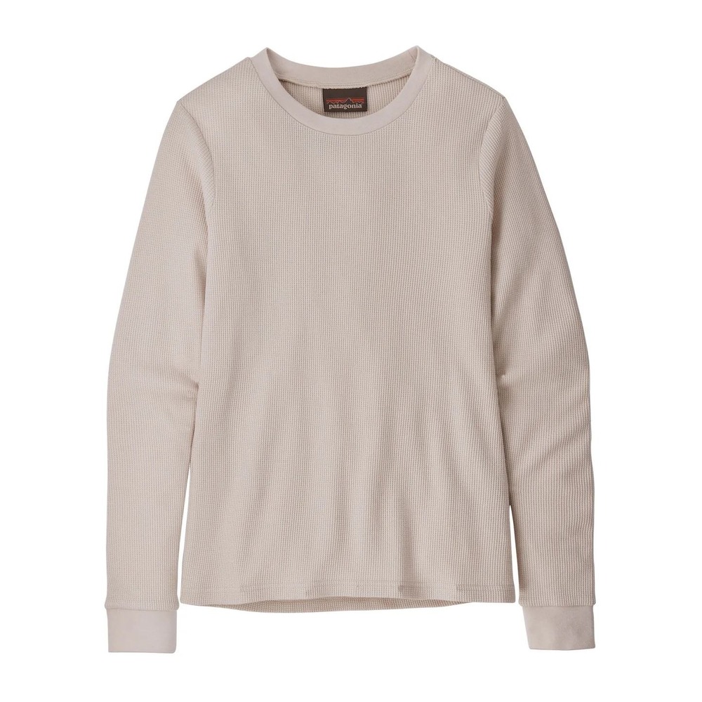 Patagonia Waffle Knit Crewneck Womens L Beige Thermal Work Wear Long Sleeve